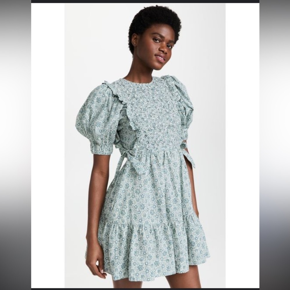 Sea New York Ida Blue Patterned Smocked Dress